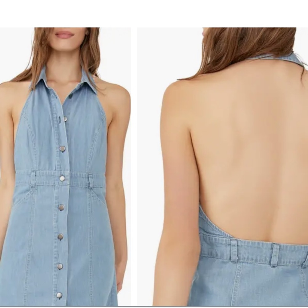 FREE PEOPLE ‼️‼️‼️Sami Denim Halter Minidress - Picture 2 of 13